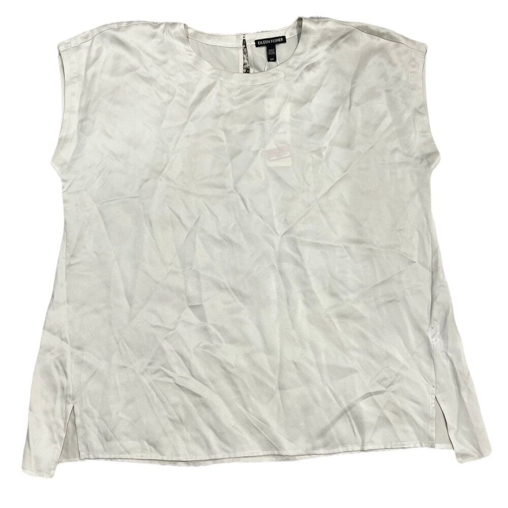 Eileen Fisher Cream 100% Silk Sleeveless Blouse S